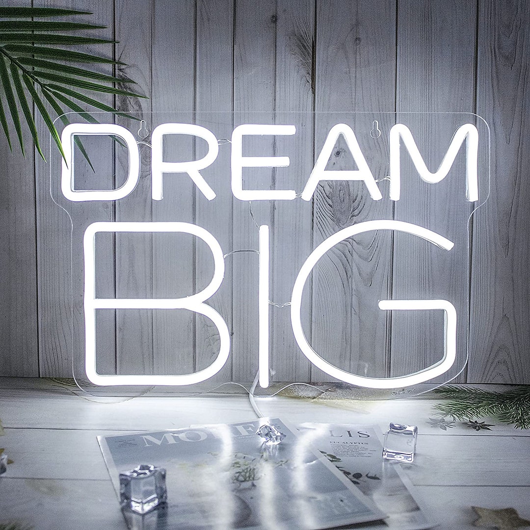 Dream Big Neon Sign for Wall Decor in Bedroom or Bar, Dream Led Neon