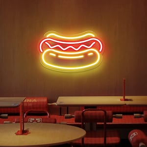 Hot Dog Neon Sign,Kitchen Neon Sign for Wall, Fast Food Neon Sign, Food Neon Sign, Restaurant Neon Sign,Sandwiches Shop Sign
