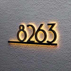 Solar Backlit Number,Custom Illuminated Address Number,Metal Backlit Door Number,LED Address Numbers ,House Number Plaque ,Housewarming Gift
