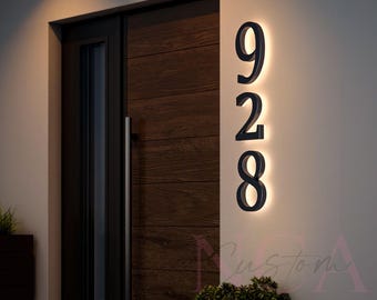 Illuminated Address Number Signs,Custom LED House Numbers,LED Backlit House Numbers for Modern Homes,Perfect for Hotels and Resorts
