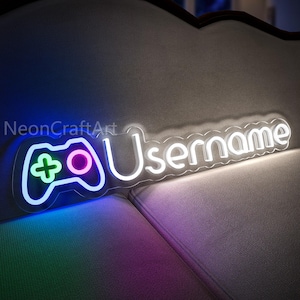 Custom Gamertag Neon Light,Custom Game Tag Neon led Sign For Streamers and Gamers decoration,Custom Username Neon Sign Gaming Wall Decor