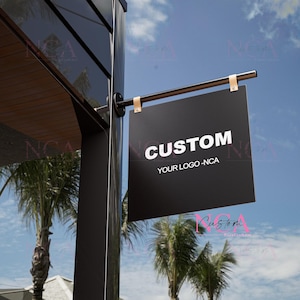 Handmade Blade Sign for Storefront - Personalized Hanging Shop Sign with Bracket - Outdoor Business Sign - Double-Sided Custom Retail Sign