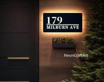 LED BackLit House Number, Light up House Numbers, Custom Illuminated LED House Sign,Address Sign.Modern LED House Number,Address Lightbox