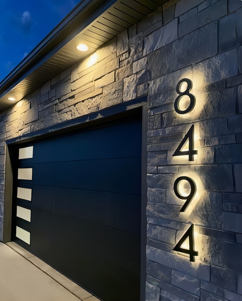 Custom LED House Numbers - Custom Backlit Address Sign -Solar& Waterproof - Modern Door Number Plaque - Housewarming Gift for New Homeowners