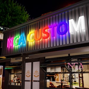 Custom LED Acrylic Sign - Personalized Business Logo Sign - Outdoor Illuminated Signboard - Shop Name Sign - Durable LED Light Up Sign