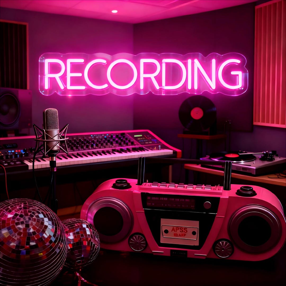 Recording Neon Sign, Recording LED Light Sign, Recording Music Sign ...
