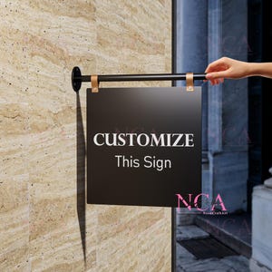 Modern Blade Sign for Business - Custom Outdoor Storefront Sign - Hanging Shop Sign with Bracket - Retail Sign - Double-Sided Display Sign