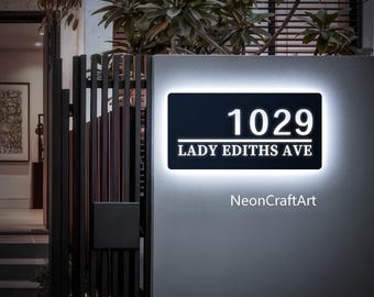 Custom House Number Sign,LED Number Box,Personalized Address Plaque,Metal & Acrylic LED House Number Sign,Custom Address Number,Door Numbers