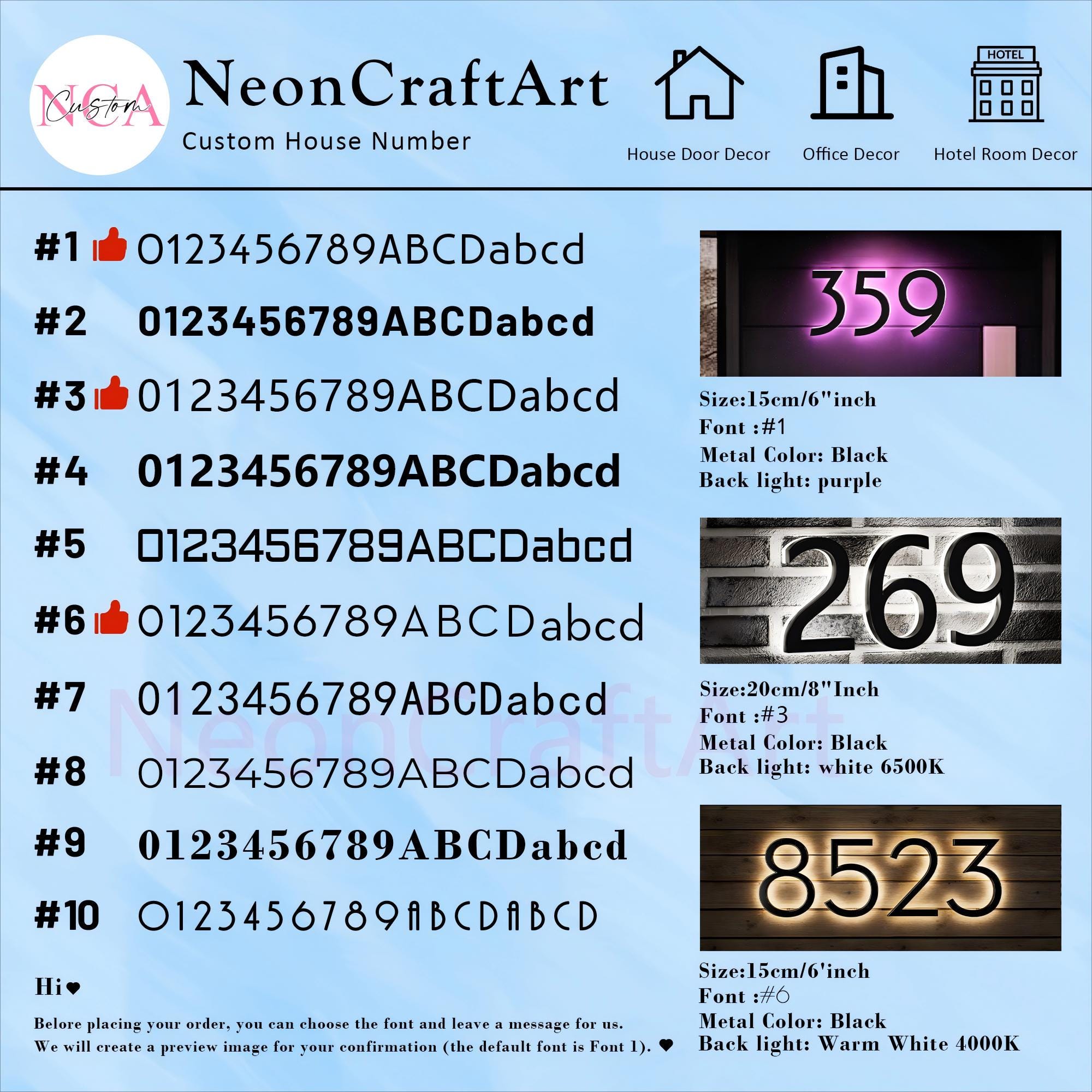 Modern Decor Metal House Number Sign|personalized LED Address Number ...