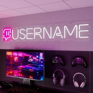 Custom Twitch Username Led Neon Sign | Custom gamer tag neon led sign for instagram facebook tiktok youtube Gaming decor | Man Cave Gifts