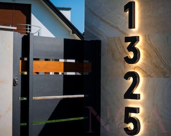 Modern Metal House Number,Custom Led House Numbers,Illuminated Address Sign,LED Backlit Address Numbers,Home Wall Decor,Led Number for House