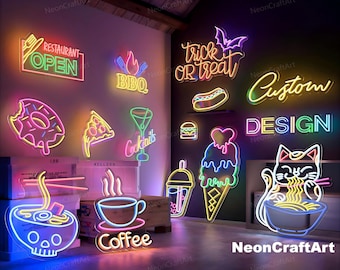 Custom Neon Sign - LED Business Sign for Bar/Restaurant - Personalized Wall Decor - Wedding Neon Light - 24H Design - Dimmable/Waterproof
