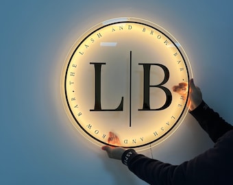 Round Acrylic Company Logo Sign,Custom 3D Backlit LoGo sign,Acrylic Office Wall Decor,Salon LOGO sign,Beauty Shop Signage,Nursery Name Sign
