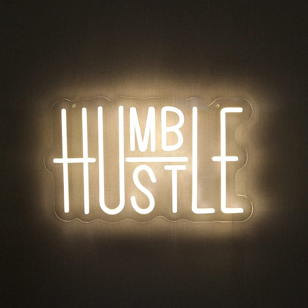 Hustle Neon Sign for Wall Decor, LED Neon Lights for Office Room, Gym Room, Man Cave, Bar Party, Gamer Room Decor