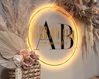 Custom Backlit Acrylic Sign | Acrylic Logo Sign | LED Business Sign | Salon Decor Sign | Reception Office Logo Sign | Beauty Salon Logo Sign