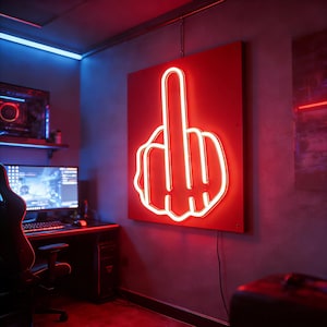 Middle Finger Neon Sign, Middle Finger Pattern Neon Light Sign, Led Flex Neon Sign for Home Room Wall Decoration