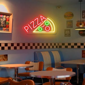 Pizza Neon Sign, Food Neon Sign for Wall Decor, Restaurant Sign, Kitchen Neon Sign, Opening Gift, Fast Food Shop Sign, Open Pizza led sign