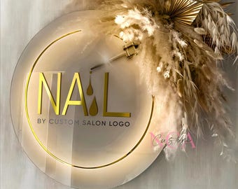 Custom business logo sign | Custom Salon logo sign | Beauty Salon Sign | 3D Business Sign | Backlit Acrylic Sign | Wall Hanging Office Decor