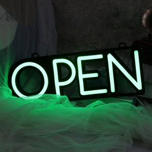 Business Open Sign with Remote,LED Neon Open Sign-Ideal for Your Business Storefront Window or Wall Decor,Electric Light up Sign for Stores