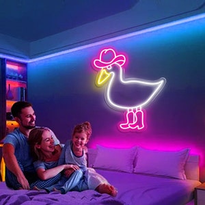 Cowboy Duck Neon Sign,Duck Neon Signs Cowgirl Boots Neon Signs for Wall Decor, Bedroom Living Room Kids Room Home Bar Birthday Gift