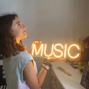 Music Neon Sign, Colorful Music Neon Light Sign, Music Neon Lights for Kids Room, Game Room, Club, Bar, Party Decor,Music wall sign