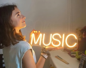 Music Neon Sign, Colorful Music Neon Light Sign, Music Neon Lights for Kids Room, Game Room, Club, Bar, Party Decor,Music wall sign