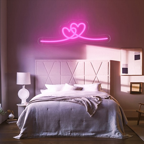 Double Heart Neon Sign,Wedding Neon Sign Bedroom Home Wall Decor,Personalized Gifts for Couple,,Gift Apartment Decor,Wedding Party Decor