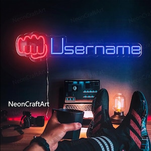 Enseigne au néon Gamer personnalisée, enseigne Gamer Tag, décoration de salle de jeux, art mural gaming, lumière LED gaming, cadeau pour petit ami, cadeau de Noël