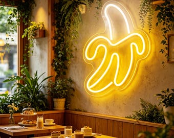 Banana Neon Sign – LED Fruit Wall Decor, Kitchen, Bedroom, Bar, Cafe, Party, Home, Customizable Light, Gift for Her, Modern Wall Art