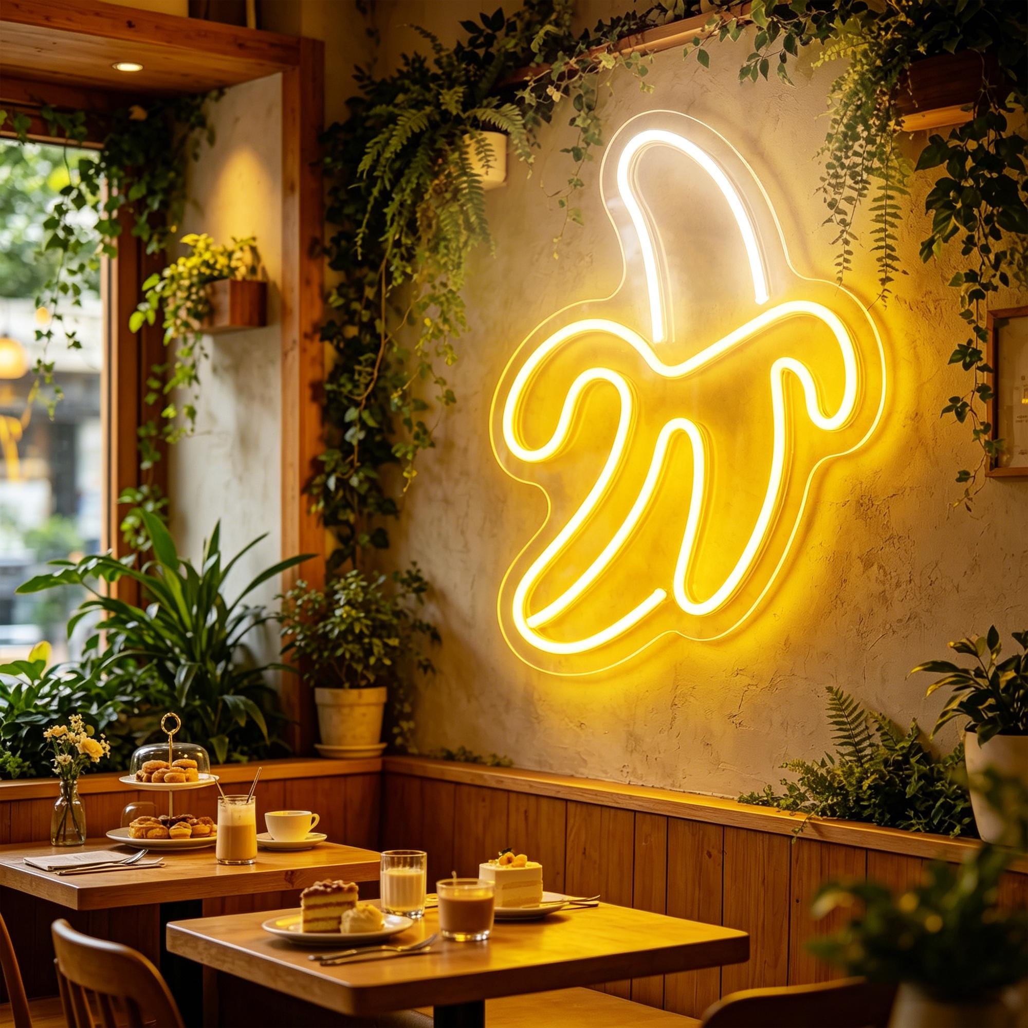 Lee ネオン看板風 ライト ヴィンテージ KANSAS US Banana Neon Sign – LED Fruit Wall Decor, Kitchen, Bedroom, Bar