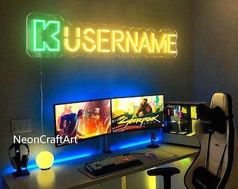 Custom Username Neon Sign,Custom Game Logo,Twitch Neon Sign,Streaming Led Sign,Gaming Wall Art, Gaming Led Light,Husband Gift,Christmas Gift