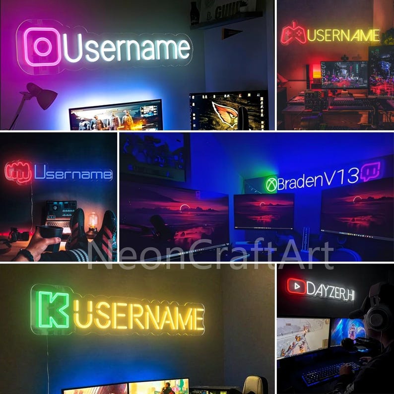 Personalized Gamer Tag Neon,Custom Username & Game Logo Neon Light,Twitch Neon Sign,Streaming Led Neon Sign,Gaming Room Decor Man Cave Gifts image 3
