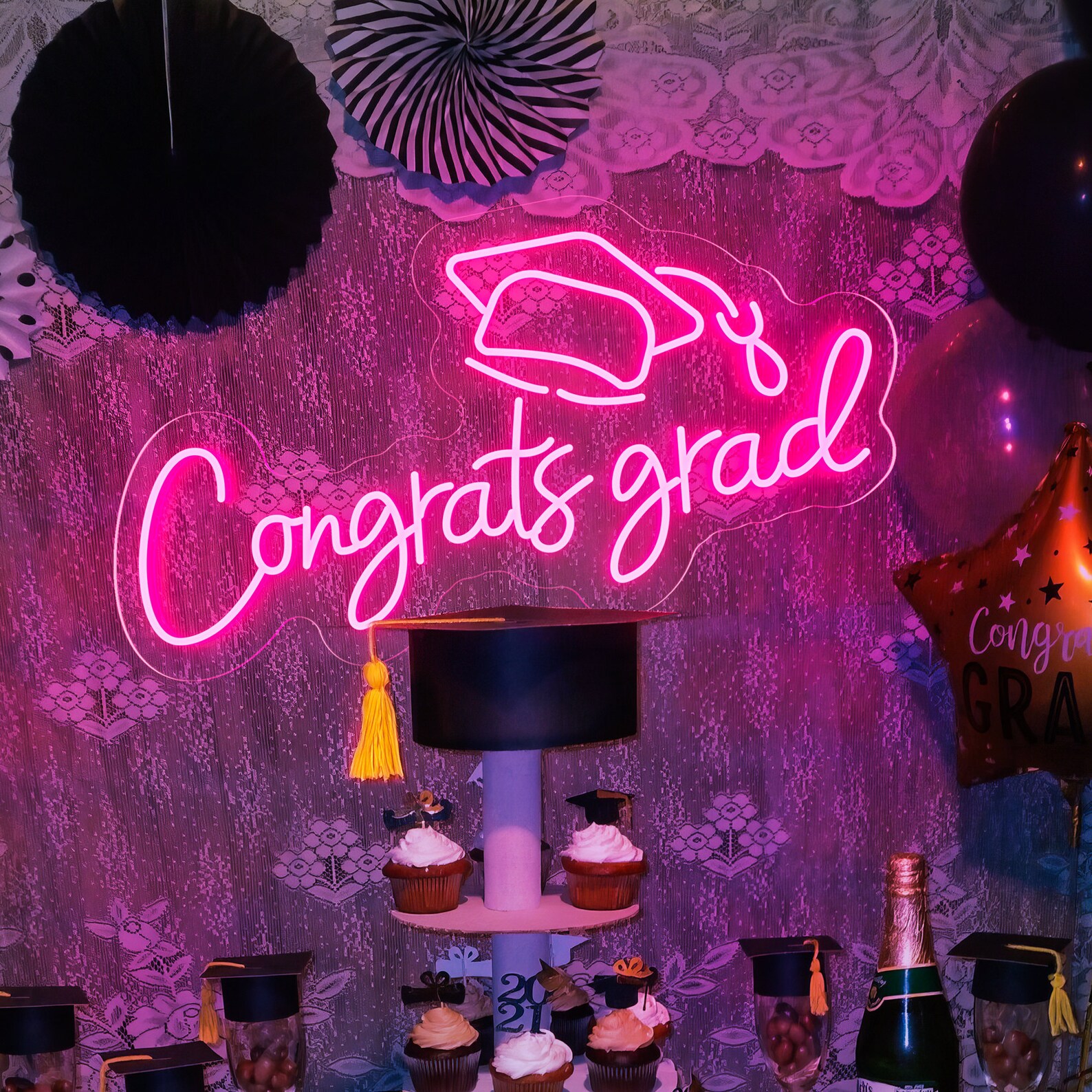 Neon Graduation Congrats Grad Neon Sign, Graduation Party Decor, Custom LED Light ...