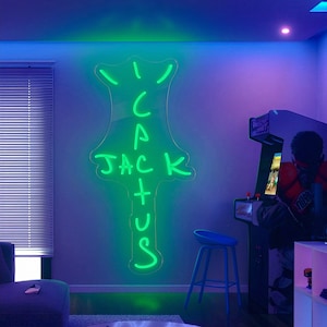 CAKTUS JACK Leuchtreklame, Neonlicht-Schild für Pub Bar Wanddekoration, Rap sprechende Westküste Schlafzimmer Wanddekoration, Bar Hip-Hop Pub Party Dekoration