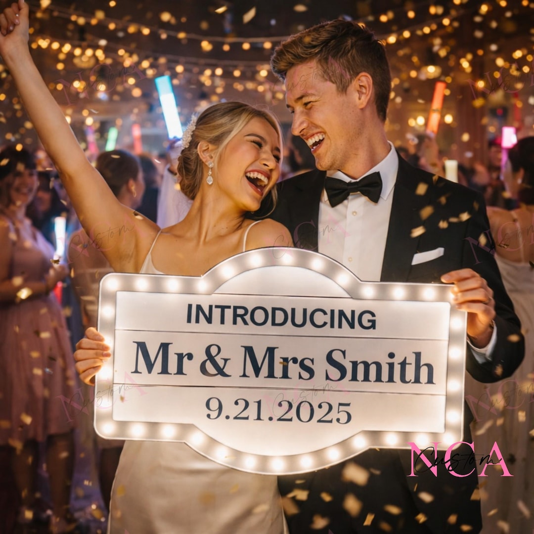 Wedding Rave Sign Personalized Wedding Marquee LED Sign, Custom Bottle Service Sign for ...