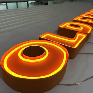 Letras de canal LED personalizadas, letras metálicas iluminadas, letrero de neón 3D para negocios, letras iluminadas para exteriores, letras LED para decoración de paredes, letreros de empresa.