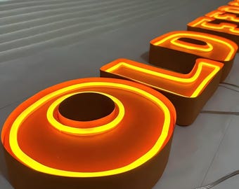 Custom Led Channel Letters,Illuminated Metal Letters,3D Business Neon Sign,Outdoor Lighted Letter,LED Letters for Wall Decor,Company Sign
