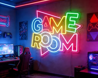 Game Room Neon Sign – Arcade LED Man Cave Wall Decor, RGB Remote