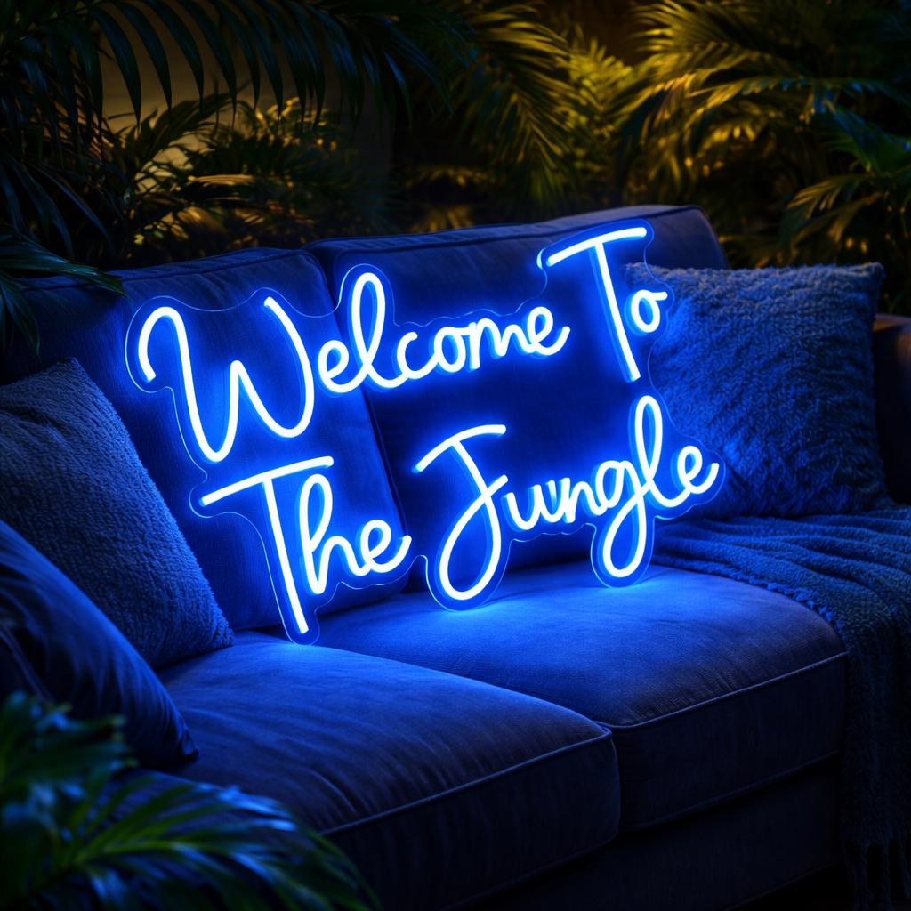 Welcome to the Jungle LED Neon Signs Warm White Neon Lights for Wall Decor USB Light Up Sign For Garden Home Porch Shop Christmas Living Room Bar Decoration (16.5 * 11Inch