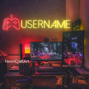 Nom d&#39;utilisateur de gamertag personnalisé Enseigne au néon / Décoration de salle de jeux / Cadeaux pour joueur / Cadeaux pour petit ami / Cadeaux pour mari / Cadeaux d&#39;anniversaire / Cadeaux muraux