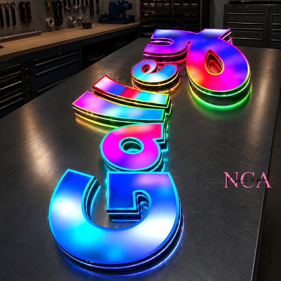 Personalized RGB LED Letter Sign, Custom Color Changing Light up ...