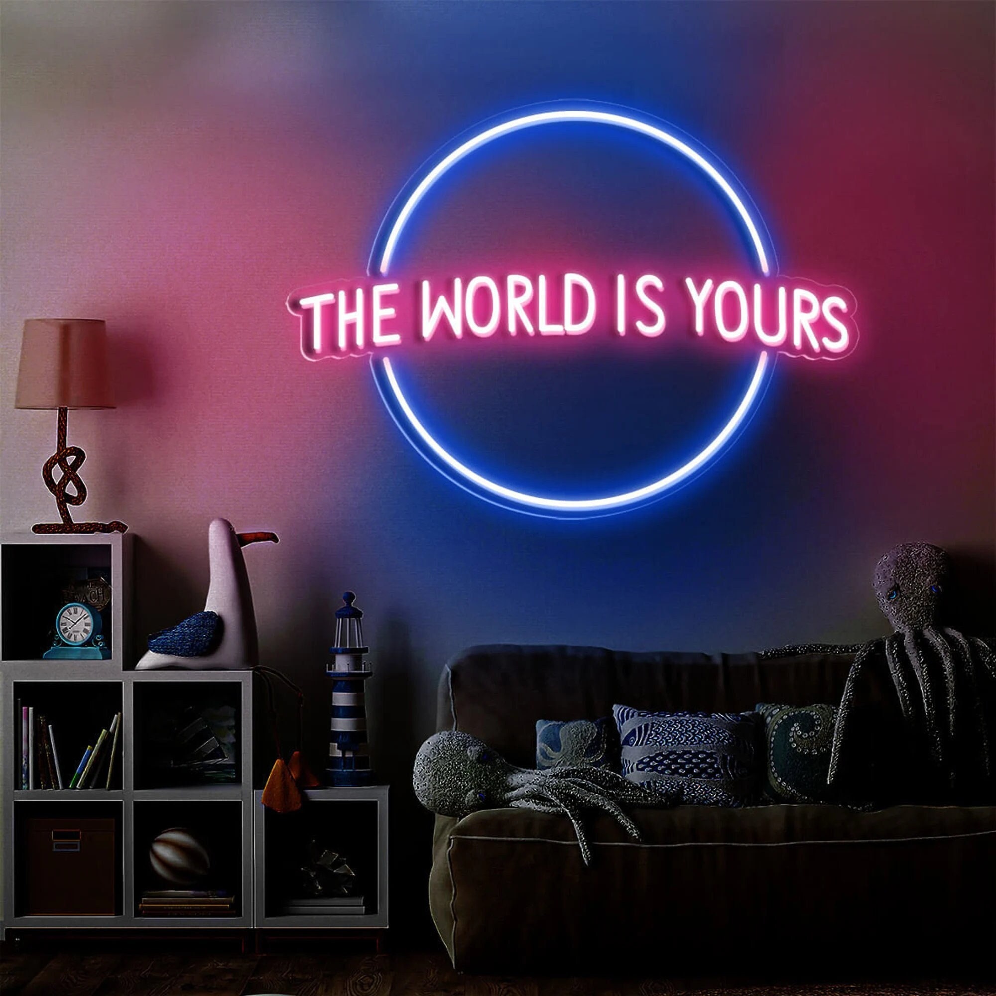 The World Is Yours Scarface Led Neon Light Sign , Man Cave Game Room Bar