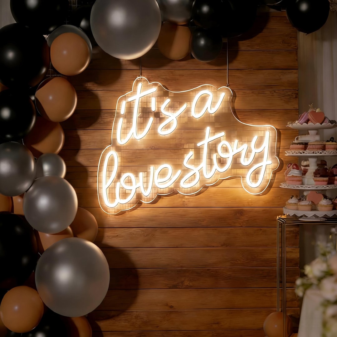 It's a Love Story Neon Sign- 24”, warm white