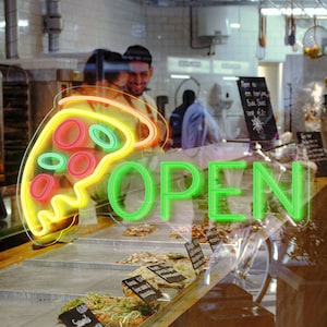 Open Pizza Neon Sign, Pizza shop led sign, Restaurant neon Sign, Kitchen neon sign, Led sign for wall decor,Gift For Restaurant Shop Door