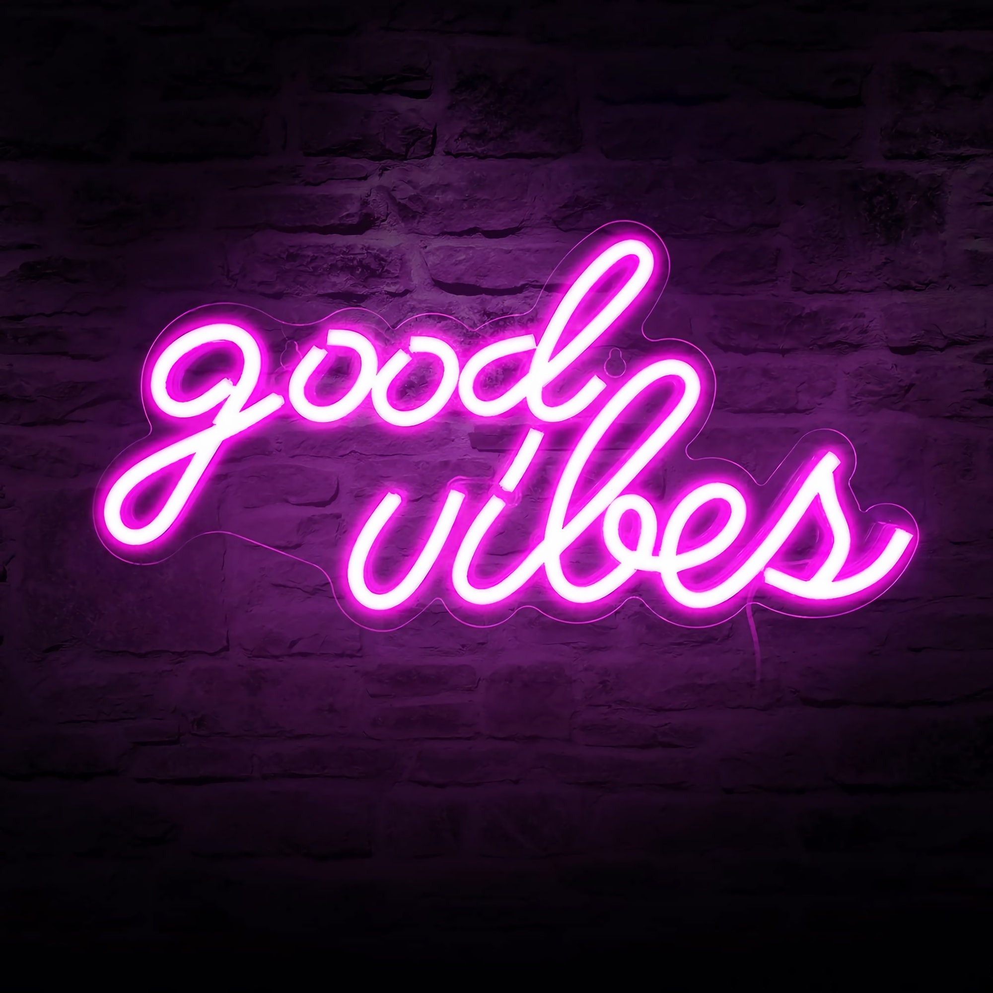 Purple Neon Sign Good Vibes Aesthetic Dimmable Light up -  Norway