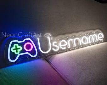 Custom Gamertag Neon Light,Custom Game Tag Neon led Sign For Streamers and Gamers decoration,Custom Username Neon Sign Gaming Wall Decor