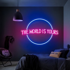 The World Is Yours Neon Sign, Wedding Neon Sign, Neon Sign Bedroom, Wedding Gift, Custom Wedding Decor, Led Light Home Bedroom Wall Decor