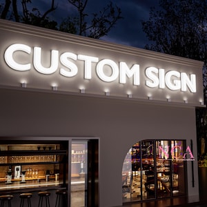 Individuelles LED Business Schild - 3D beleuchtete Acryl Buchstaben - Wasserdichtes Ladenschild - Personalisiertes Firmenlogo - Outdoor Schild für Cafe