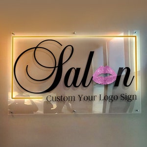 Custom 3D LED Backlit Sign,Custom Beauty Bar Sign,Personalized Wall Acrylic Sign,Custom Shop Signage For Office Decor,Custom LED logo sign