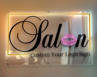 Custom 3D LED Backlit Sign,Custom Beauty Bar Sign,Personalized Wall Acrylic Sign,Custom Shop Signage For Office Decor,Custom LED logo sign